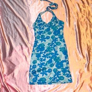 SHEIN blue flower print hauler dress